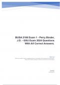 BUSA 2106 Exam 1 - Perry Binder, J.D. - GSU Exam 2024 Questions With All Correct Answers.