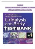 Test Bank   Urinalysis and Body Fluids 7th Edition by Strasinger  All Chapter's 1-17 Complete and Verified