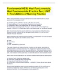 Fundamental HESI, Hesi Fundamentals, Hesi Fundamentals Practice Test, UNIT 1: Foundations of Nursing...