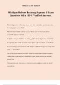 Michigan Drivers Training Segment 1 Exam Questions With 100% Verified Answers.