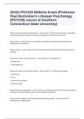 SCSU PSY219 Midterm Exam (Professor Paul Burinskas's Lifespan Psychology (PSY219) course at Southern Connecticut State University)with correct answers