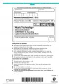 Pearson Edexcel Level 3 GCE Music Technology Advanced Subsidiary COMPONENT 1: Recording Logbook and authentication form QP  MAY2024 