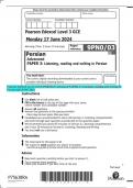 Pearson Edexcel Level 3 GCE PERSIAN Advanced PAPER 3: Listening, reading and writing in  Persian QP JUNE 2024 