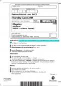 Pearson Edexcel Level 3 GCE PHYSICS Advanced PAPER 2: Advanced Physics QP JUNE  2024