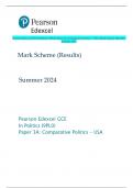 Pearson Edexcel GCE In Politics (9PL0) Paper 3A: Comparative Politics – USA Mark Scheme (Results)  Summer 2024