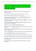 Folk and Popular Culture: Origins and Diffusion (2024) Questions & Answers Already Passed   Material culture - Answers:Derives from daily life survival activities such as food, clothing, and shelter  Leisure activities - Answers:Involves the arts and recr