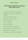 NOCTI Dental Assisting Review Questions With Verified Answers