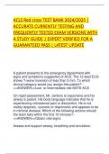 ACLS Red cross TEST BANK 2024/2025 | ACCURATE CURRENTLY TESTING AND FREQUENTLY TESTED EXAM VERSIONS WITH A STUDY GUIDE | EXPERT VERIFIED FOR A GUARANTEED PASS | LATEST UPDATE