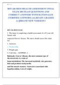 BSN 246 HESI HEALTH ASSESSMENT FINAL  EXAM 200 EXAM QUESTIONS AND  CORRECT ANSWERS WITH RATIONALES  (VERIFIED ANSWERS) |ALREADY GRADED  A+||BRAND NEW VERSION!!