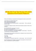 HR BLOCK Final Test Review (ITC 2024) Questions And Answers Rated A+.