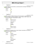 BIO 210 Lec Exam 1 ans 2 (GRADED A) Questions and Answers BUNDLE - Greenville Technical College