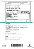 Pearson Edexcel Level 3 GCE Religious Studies Advanced PAPER 4: Study of Religion Option 4D: Islam QP JUNE 2024 