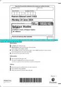 Pearson Edexcel Level 3 GCE RELIGIOUS STUDIES Advanced PAPER 4: Study of Religion  Option 4F: Sikhism QP JUNE 2024 