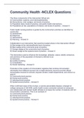 Community Health -NCLEX Questions and answers(Chapters 9, 10, 12, 13, 14, 15, 18, 46)