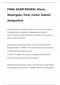 FINAL EXAM REVIEW: Nixon, Watergate, Ford, Carter Submit Assignment