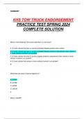 NYS TOW TRUCK ENDORSEMENT  PRACTICE TEST SPRING 2024  COMPLETE SOLUTION