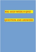 NSG 6020 WEEK 8 QUIZ – QUESTION AND ANSWERS