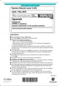 Pearson Edexcel Level 3 GCE Spanish Advanced PAPER 3: Speaking General instructions to the  teacher-examiner April / May 2024 