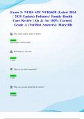 Exam 1 & Exam 2 :NURS 629/ NURS629 (Latest 2024/ 2025 Updates STUDY BUNDLE PACKAGE  WITH SOLUTIONS)) Pediatric/ Family Health Care | Qs & As| 100% Correct| Grade A (Verified Answers)- Maryville