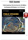 Test Bank for Public Speaking: The Evolving Art, 5th Edition by Coopman, ISBN: 9780357656754, All 17 Chapters Covered, Verified Latest Edition