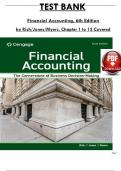 Test Bank for Financial Accounting, 6th Edition by (Rich/ Jones/ Myers), ISBN: 9780357984949, All 12 Chapters & Appendix 1 & 2 Covered, Verified Latest Edition