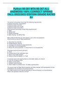 Python 98-381 MTA 98-367 ALL ANSWERS 100% CORRECT SPRING FALL-2022/2023 EDITION GRADE RATED A+