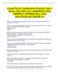 CompTIA A+ Certification Practice Test 1 (Exam 220-1001) ALL ANSWERS 100% CORRECT SPRING FALL-2022 SOLUTION AID GRADE A+