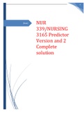 NUR 339/NURSING 3165 Predictor Version 1 and 2 Complete solution