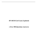 HESI Exit Exam RN  (Updated) - Over 500 Questions/ RN  HESI EXIT / HESI  EXIT Best document for Exam, Verified And Correct Answers, Secure Bettergrade, Latest 2022