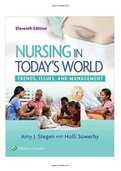 Nursing in Today’s World Trends Issues and Management 11th Edition Stegan Sowerby Test Bank