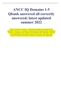 ANCC IQ Domains 1-5 Qbank answered all correctly answered; latest updated summer 2022.