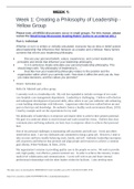 Other NR 534 Week 1 Discussion: Creating a Philosophy of Leadership: Part 1 Individual, Part 2 With Your Group (RATED A) Please note, all NR534 discussions occur in small groups. For this reason, please review the Small Group Discussion Grading Rubric (Li