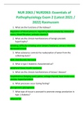 NUR 2063 / NUR2063: Essentials of Pathophysiology Exam  (Latest 2022 / 2023) Rasmussen