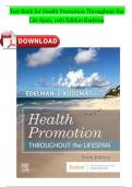 Test Bank for Health Promotion Throughout the Life Span, 10th Edition (Kudzma 2024) All Chapters Complete Graded A+ ISBN:9780323837422 Newest Edition 2024 Version Instant Pdf Download