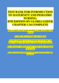 Introduction to Maternity and Pediatric Nursing, 8th Edition Leifer Test bank |CHAPTER 1-34 VERIFIED