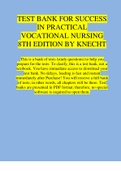 TEST BANK FOR SUCCESS IN PRACTICAL VOCATIONAL NURSING 8TH EDITION BY KNECHT