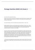 Portage Nutrition BIOD 121 Exam 1 Questions and Answers