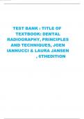 Dental Radiography: Principles and Techniques 6th Edition by Joen Iannucci & Laura Jansen Howerton -Test Bank