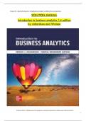 Solution Manual for Introduction to Business Analytics, 1st Edition By Vernon Richardson and Marcia Watson, Verified Chapters 1 - 12, Complete Newest Version