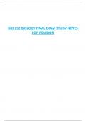 BIO 152 BIOLOGY FINAL EXAM STUDY NOTES  FOR REVISION