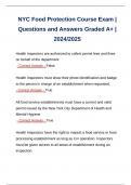 NYC Food Protection Course Exam | Questions and Answers Graded A+ | 2024/2025