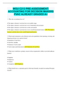 WGU C213 PRE-ASSESSMENT: ACCOUNTING FOR DECISION MAKERS PVAC ALREADY GRADED A+