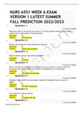 NURS 6551 WEEK 6 EXAM VERSION 1 LATEST SUMMER FALL PREDICTION 2022/2023 