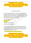 NURS6050 300 Leadership Questions( Week1). Exit HESI EXAM Q&A 100% CORRECT | VERIFIED AND RATED 100% LATEST UPDATE 2022/2023 GRADED A+