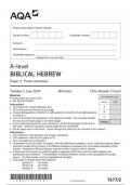 AQA A-level BIBLICAL HEBREW Paper 2 Prose Literature 7677/2 question paper june 2024