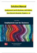 TEST BANK and SOLUTION MANUAL for Employment Law for Business, 10th Edition by Dawn Bennett-Alexander. All Chapters 1 to 16 Complete, Verified Edition: ISBN 9781260734270