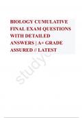  BIOLOGY CUMULATIVE FINAL EXAM QUESTIONS WITH DETAILED ANSWERS | A+ GRADE ASSURED // LATEST