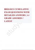 BIOLOGY CUMULATIVE EXAM QUESTIONS WITH DETAILED ANSWERS | A+ GRADE ASSURED // LATEST