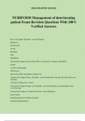 NURBN3030 Management of deteriorating patient Exam Revision Questions With 100% Verified Answers