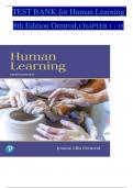 TEST BANK for Human Learning, 8th Edition by Ormrod, Verified Chapters 1 - 15, Complete Newest Version